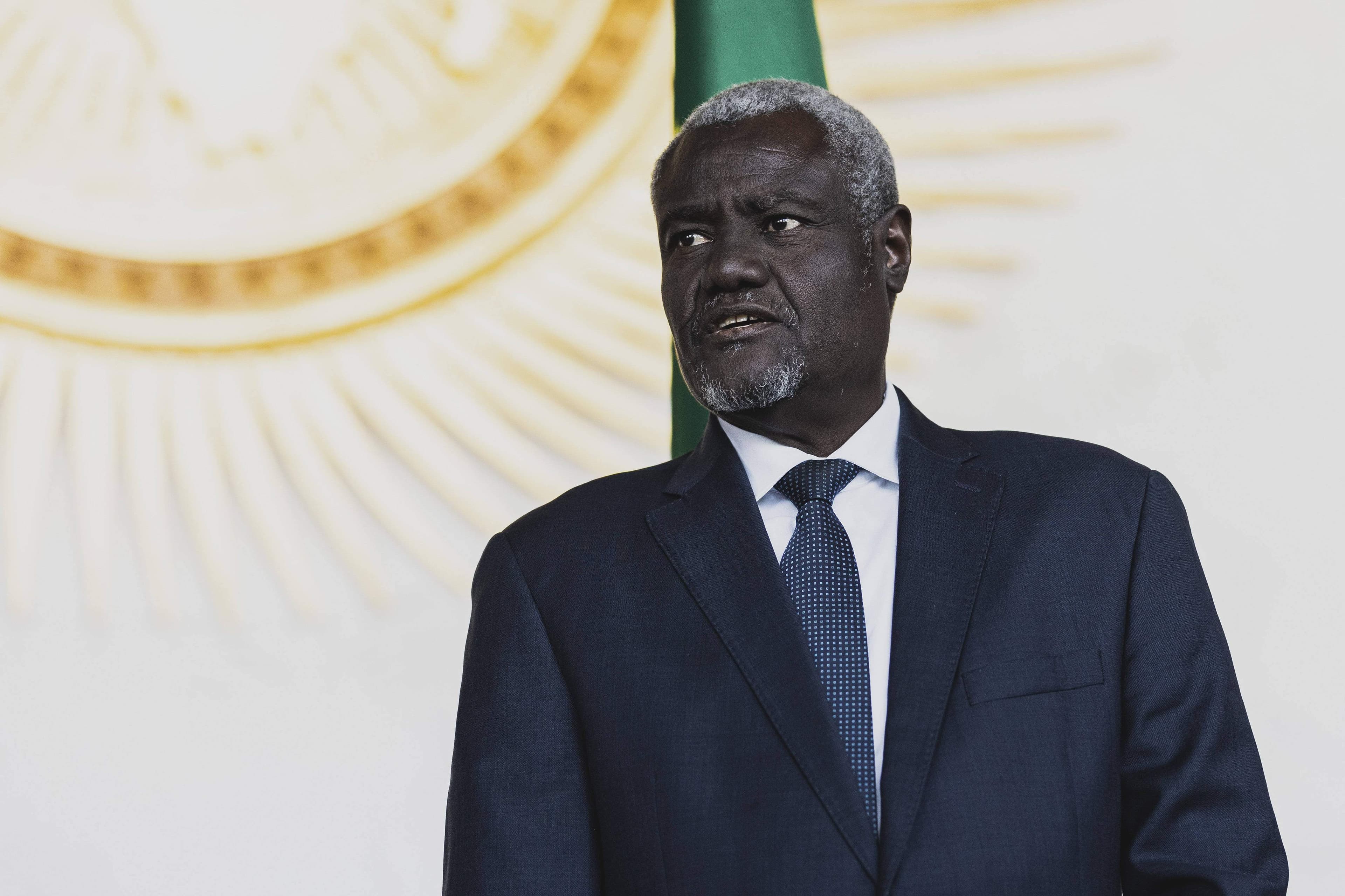 Moussa Faki Mahamat, Vorsitzender der Kommission der Afrikanischen Union (AU), aufgenommen im Sitz der Afrikanischen Union in Addis Abeba, 