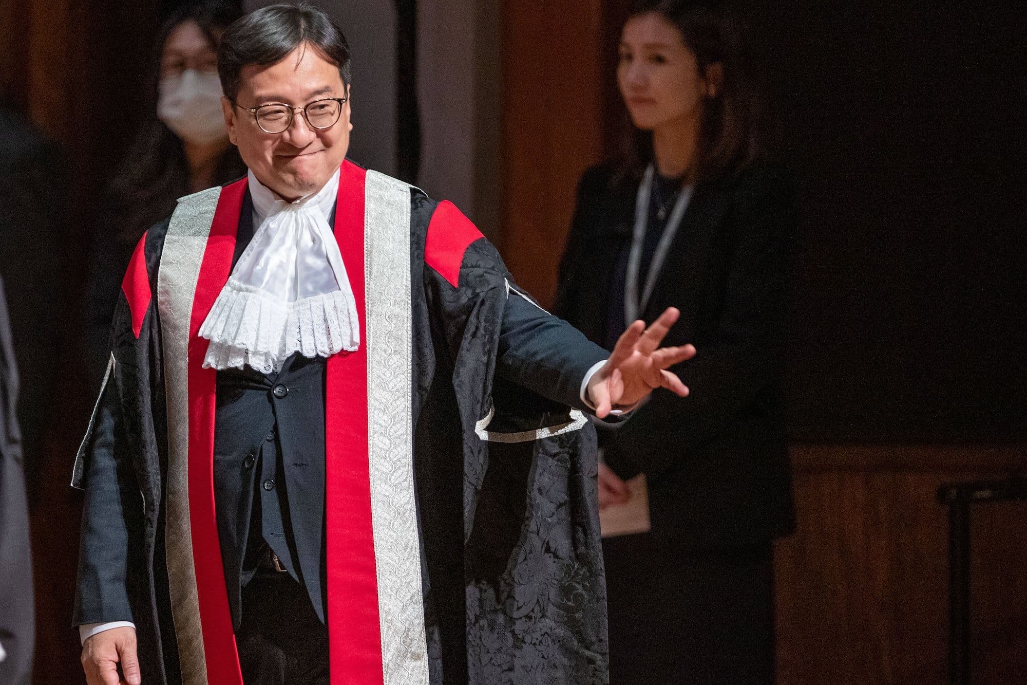 Der Präsident der Anwaltskammer von Hongkong, Chan Chak-ming, nimmt an der feierlichen Eröffnung des juristischen Jahres in der City Hall in Hongkong, China, teil
